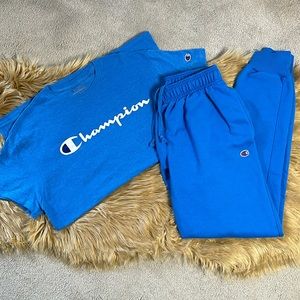 Men’s Blue Champion T-Shirt and Joggers Bundle